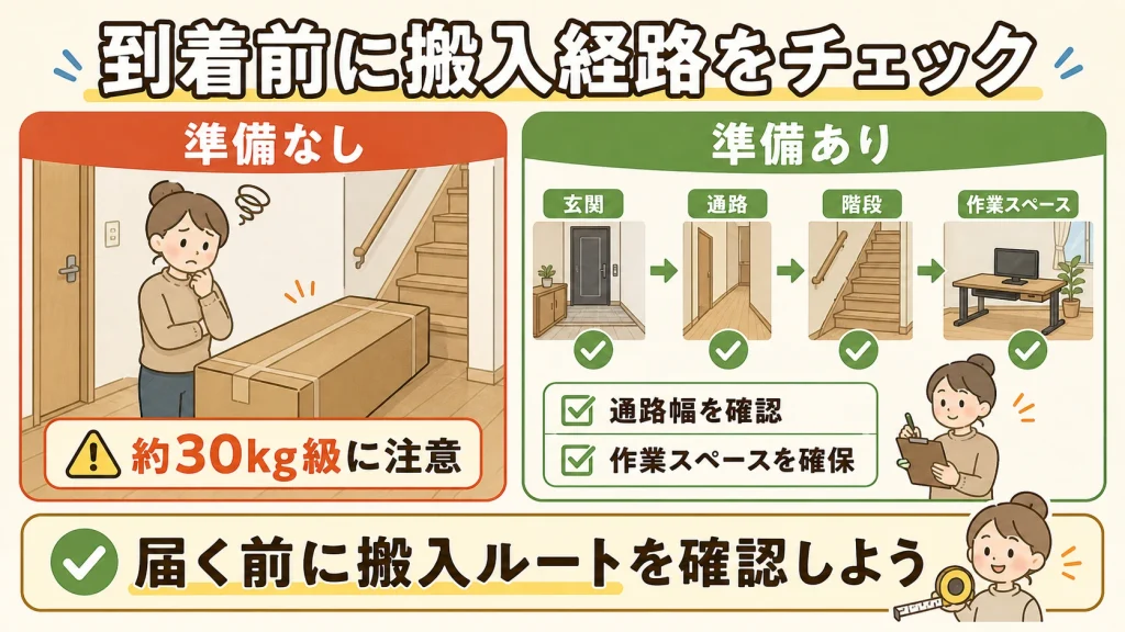 搬入経路と作業スペースの図解