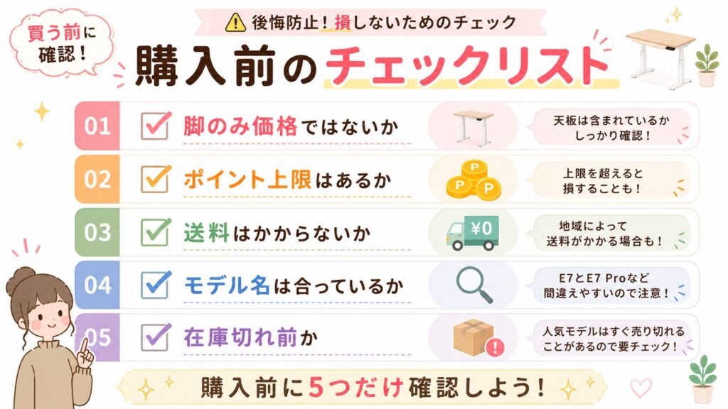 FlexiSpot購入時の注意点チェック