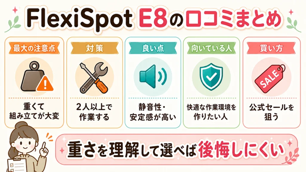 FlexiSpot E8の口コミ・評判まとめ