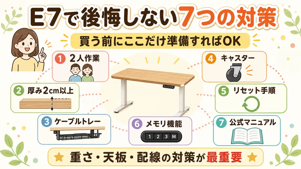 FlexiSpot E7で後悔しないための7つの対策