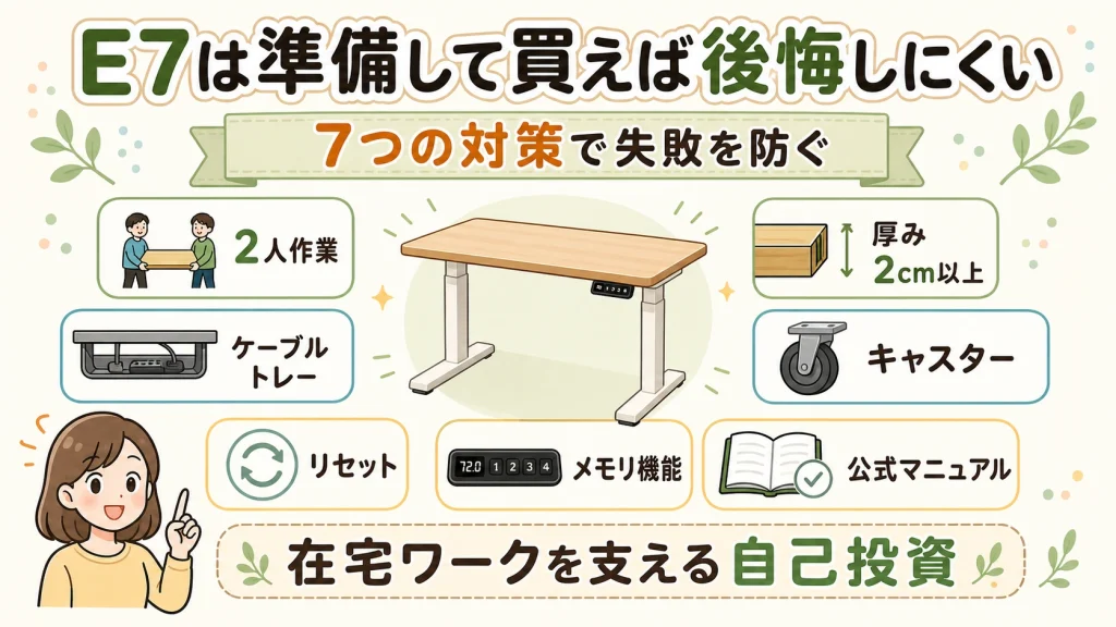 FlexiSpot E7で後悔しないための7つの対策まとめ
