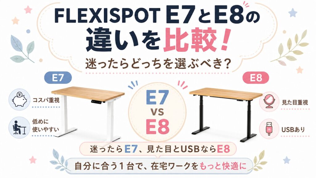 FLEXISPOT E7とE8の違いを比較！迷ったらどっちを選ぶべき？