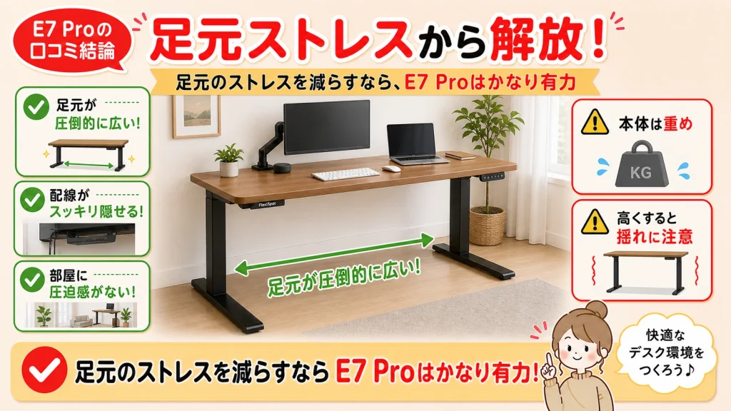 FlexiSpot E7 Proの口コミ結論とメリット・注意点まとめ
