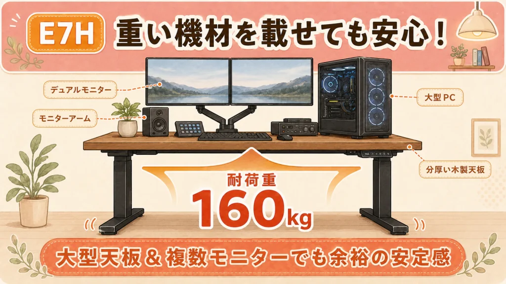 FlexiSpot E7Hの耐荷重160kg