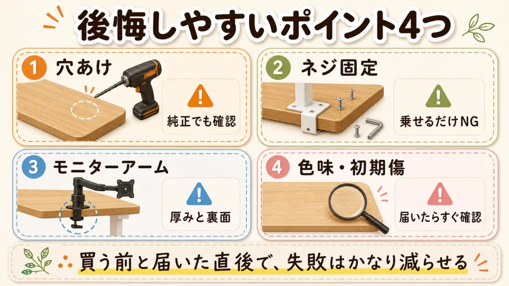 FlexiSpot天板で後悔しやすい4つのポイント